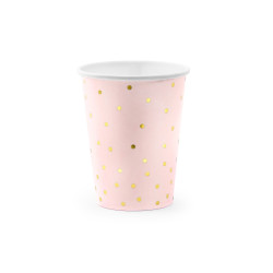 Papírové kelímky růžové s tečkami -260 ml - 6ks